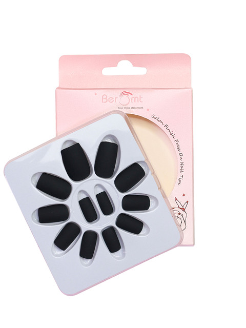 BEROMT 12 Pcs Long-Lasting Premium Matte Salon Finish Press On Nails - Shade 453