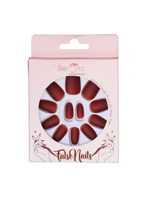 BEROMT 12 Pcs Long-Lasting Premium Matte Salon Finish Press On Nails - Shade 515