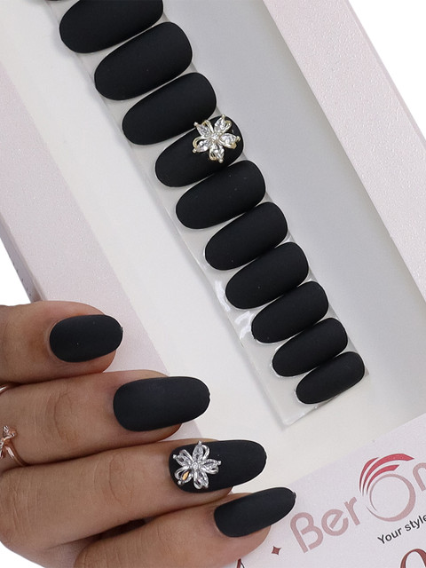 BEROMT 12 Pcs Long-Lasting Reusable Lightweight Salon Finish Press on Nail Tips - 14