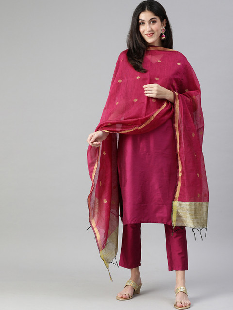 swatika Magenta Woven Design Bhagalpuri Dupatta - Image 2