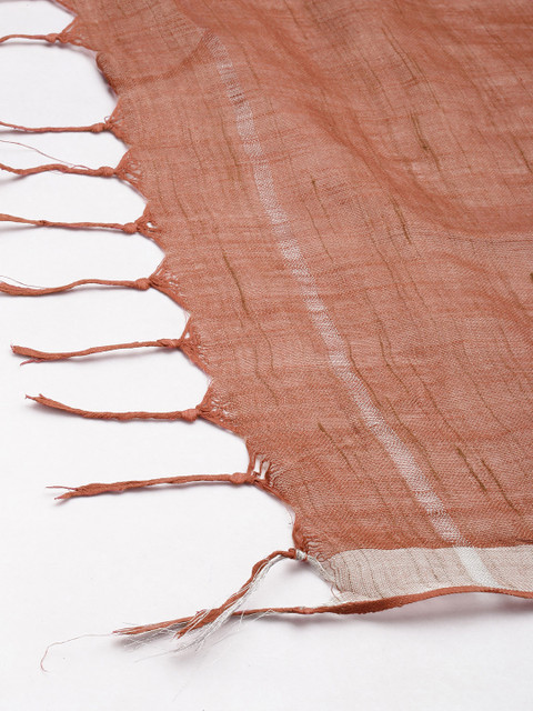 swatika Brown Solid Bhagalpuri Dupatta - Image 3
