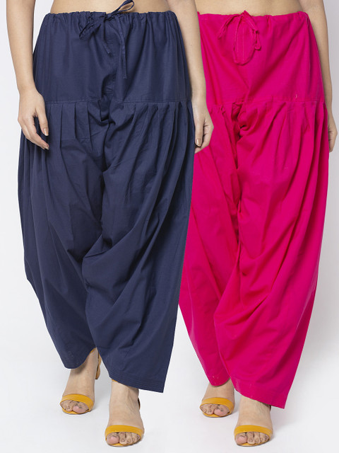 GRACIT Women Set of 2 Pink & Navy Blue Solid Cotton Salwar
