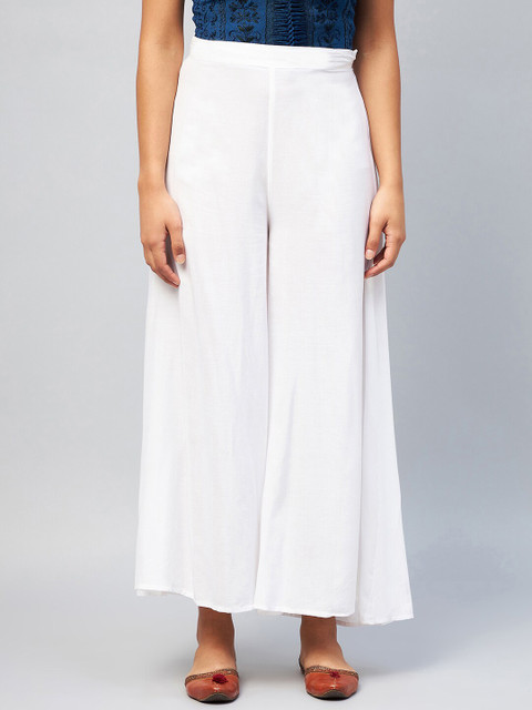 InWeave Women White Flared Palazzos