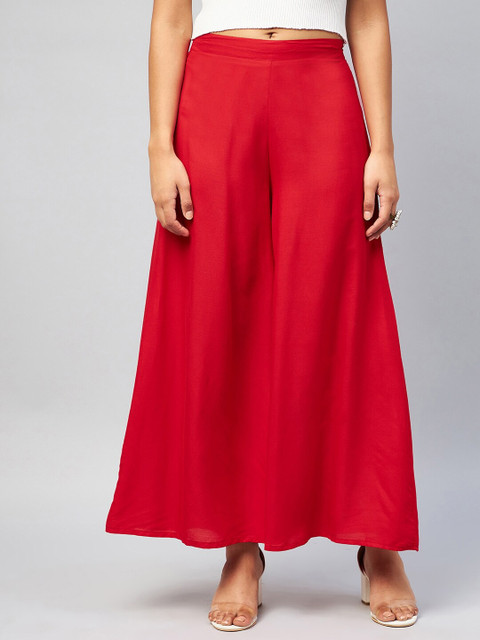 InWeave Women Red Flared Palazzos