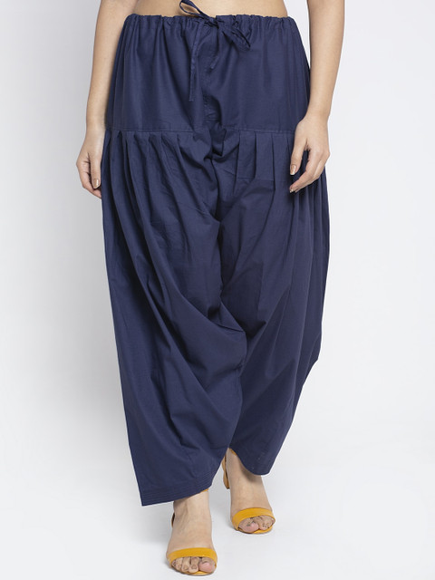 Jinfo Women Navy Blue Solid Cotton Salwar