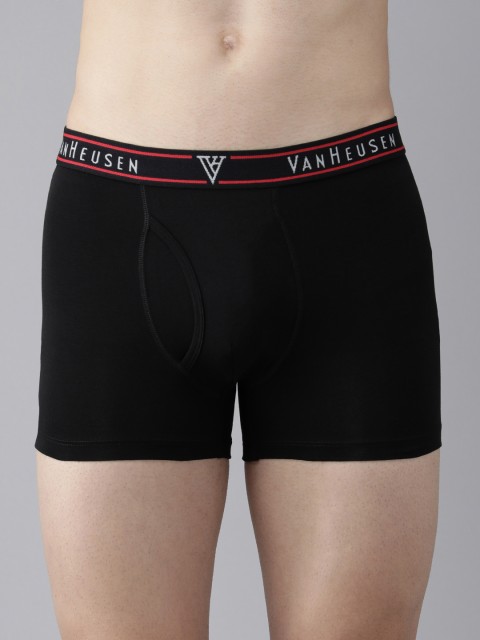 Van Heusen Innerwear Men Pure Black Solid Colour Fresh Open Fly Trunk