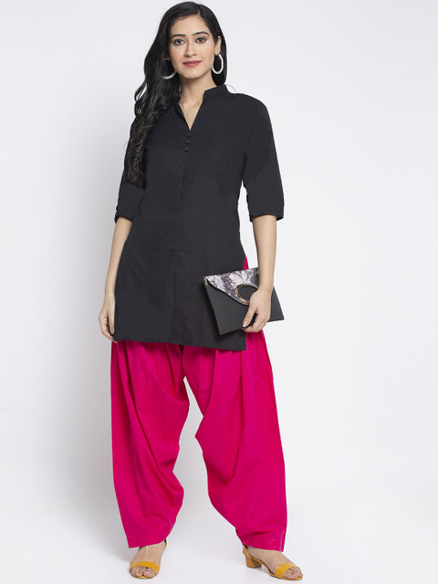 GRACIT Women Pack Of 2 Pink & Orange Solid Loose Fit Cotton Salwars - Image 5