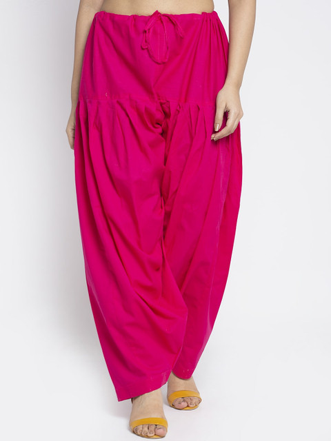 GRACIT Women Pack Of 2 Pink & Orange Solid Loose Fit Cotton Salwars - Image 2