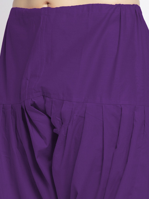 GRACIT Women Pack Of 2 Grey & Purple Solid Loose Fit Cotton Salwars - Image 6