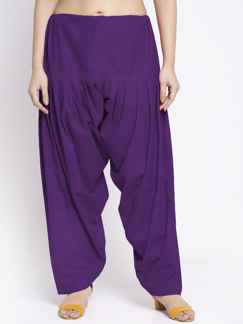 GRACIT Women Pack Of 2 Grey & Purple Solid Loose Fit Cotton Salwars - Image 2