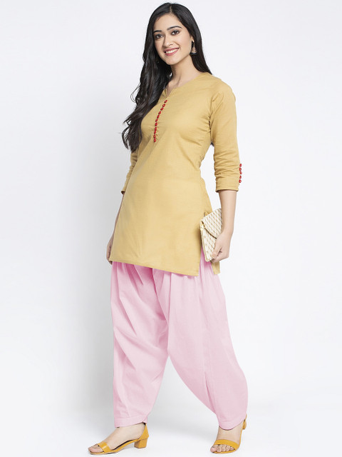 GRACIT Women Pack Of 2 Pink & Brown Pure Cotton Loose Fit Salwar - Image 5