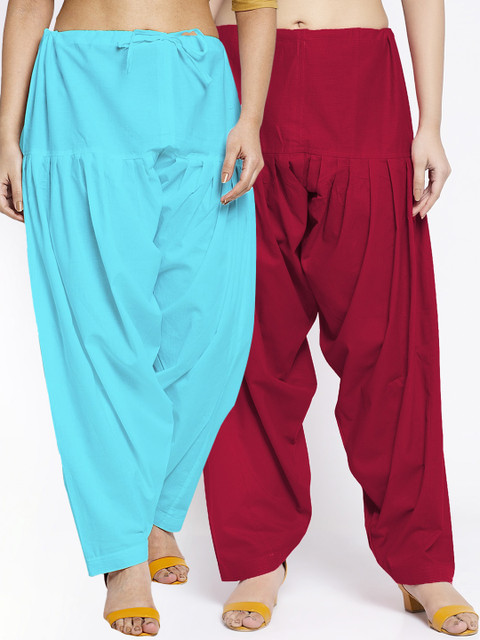 GRACIT Women Pack Of 2 Blue & Maroon Pure Cotton Loose Fit Salwar