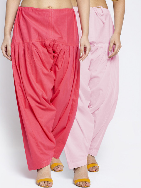 GRACIT Women Pack Of 2 Red & Pink Pure Cotton Loose Fit Salwar