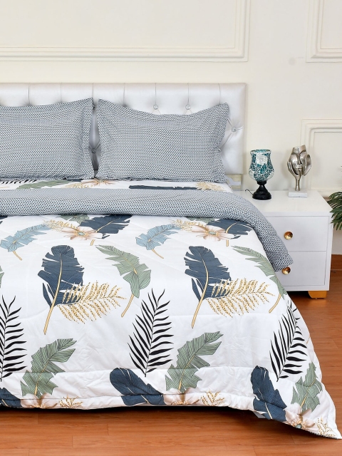 Florida Off White & Grey Printed King Size Bedding Set - Image 3