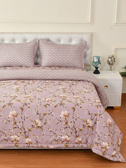 Florida Mauve Printed AC Comforter with Bedsheet & 2 Pillow Cover - Image 3