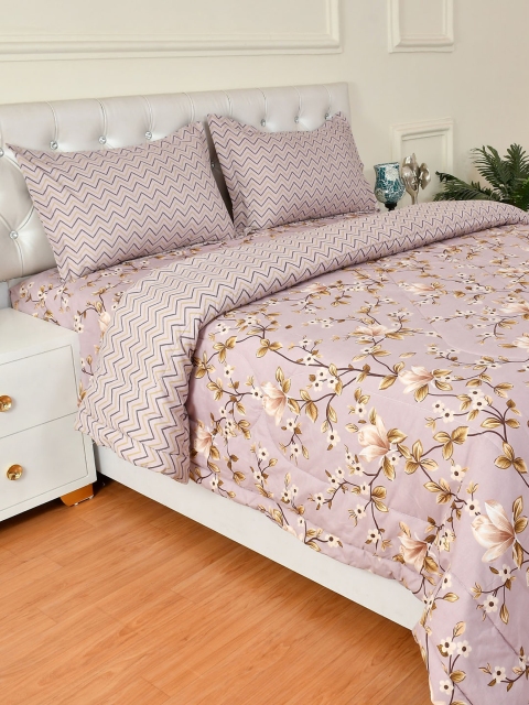 Florida Mauve Printed AC Comforter with Bedsheet & 2 Pillow Cover - Image 2