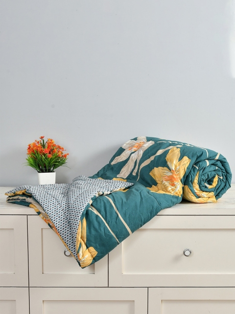 Florida Green & Yellow Floral Printed Double King Bedding Set - Image 3
