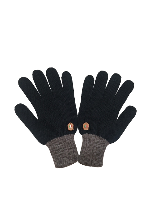 Gajraj Men Black & Charcoal Grey Winter Acrylic Woolen Gloves