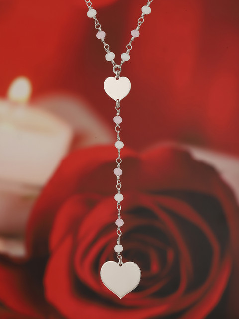 Carlton London Silver-Toned & White Brass Rhodium-Plated Necklace