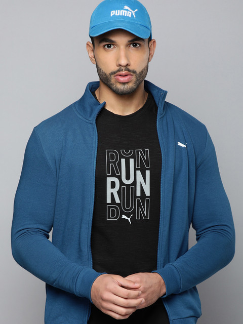 Puma Men Blue Slim Fit Zippered Sporty Jacket