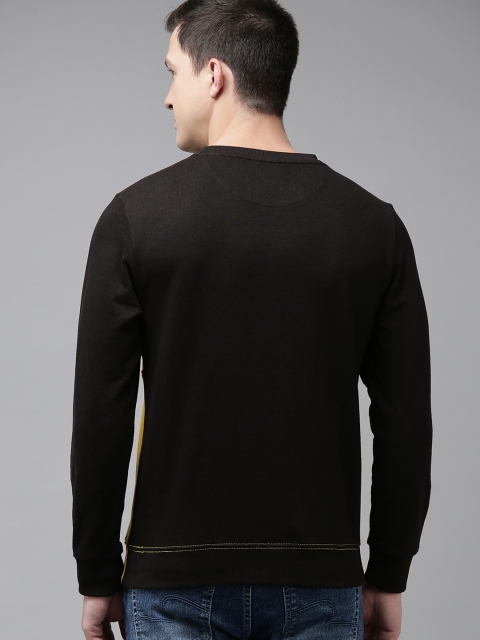 U.S. Polo Assn. Men Black & Yellow Colourblocked Sweatshirt - Image 4