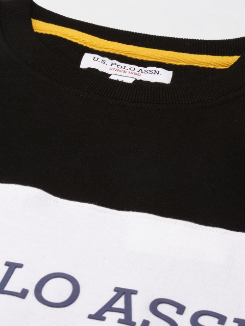 U.S. Polo Assn. Men Black & Yellow Colourblocked Sweatshirt - Image 2