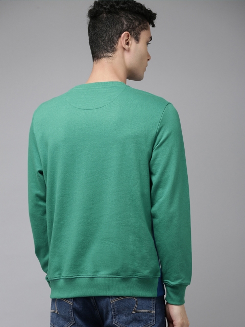 U.S. Polo Assn. Men Sea Green & Blue Colourblocked Sweatshirt - Image 4