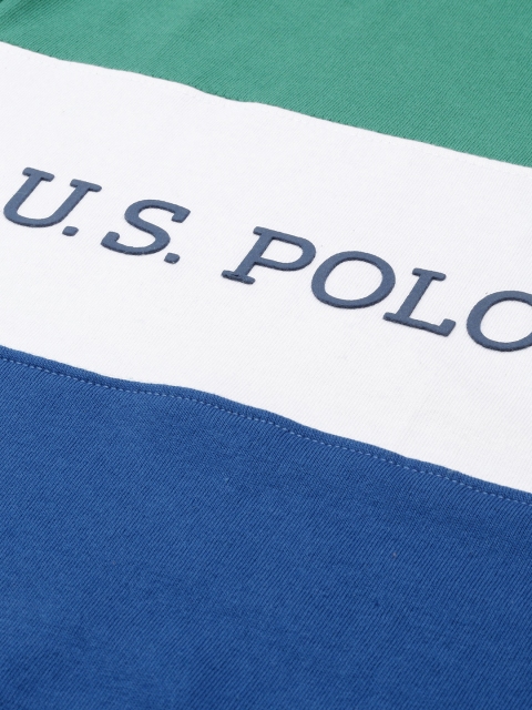U.S. Polo Assn. Men Sea Green & Blue Colourblocked Sweatshirt - Image 6