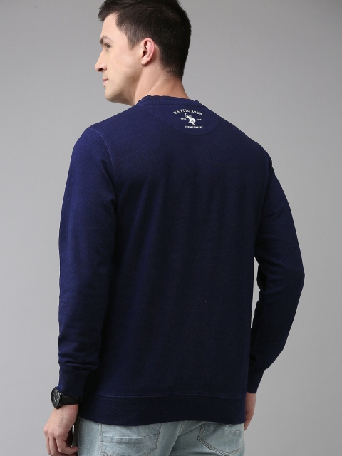 U.S. Polo Assn. Denim Co. Men Navy Blue Brand Logo Printed Pure Cotton Sweatshirt - Image 4