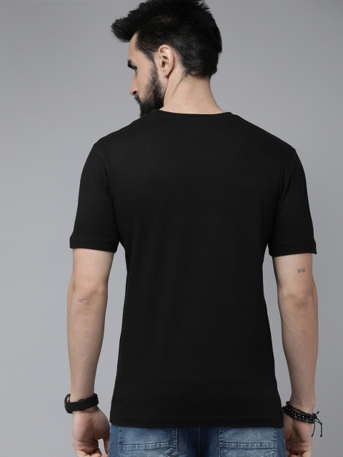 Roadster Men Black & Grey Graphic Printed Pure Cotton T-shirt - Image 4