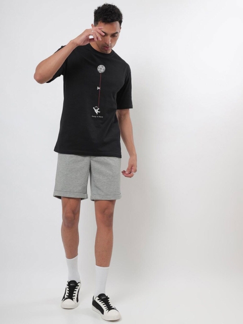 Bewakoof Men Black Printed Oversized T-shirt - Image 5