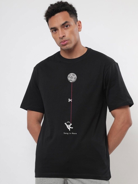 Bewakoof Men Black Printed Oversized T-shirt - Image 3