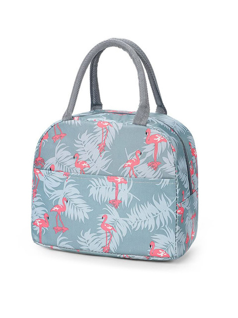 HOUSE OF QUIRK Grey Printed Insulated Lunch Bag-Small