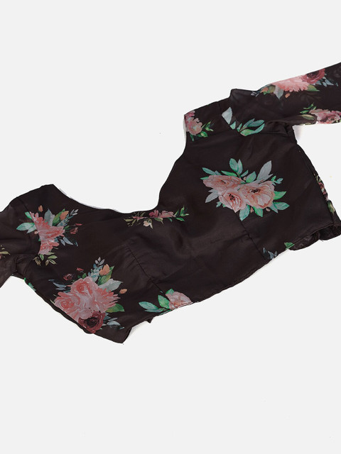 SHOPGARB Brown & Pink Printed Semi-Stitched Lehenga & Unstitched Blouse With Dupatta - Image 7