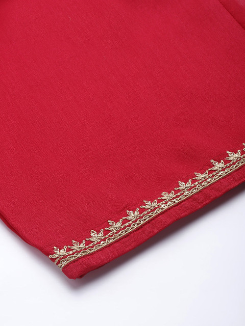 Libas Women Magenta Floral Embroidered Kurta with Palazzos & Dupatta - Image 9