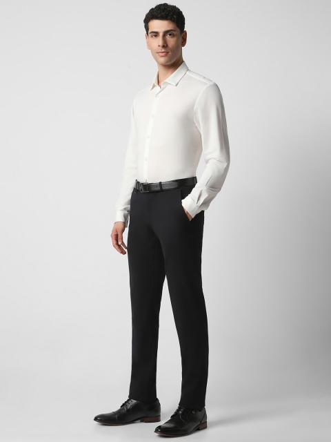Van Heusen Men Black Solid Ultra Slim Fit Wrinkle Free Formal Trousers - Image 4