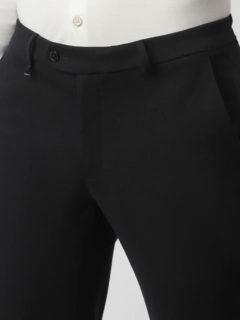 Van Heusen Men Black Solid Ultra Slim Fit Wrinkle Free Formal Trousers - Image 5