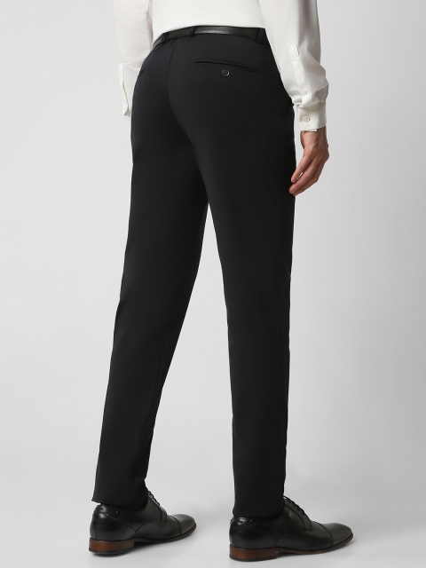 Van Heusen Men Black Solid Ultra Slim Fit Wrinkle Free Formal Trousers - Image 3