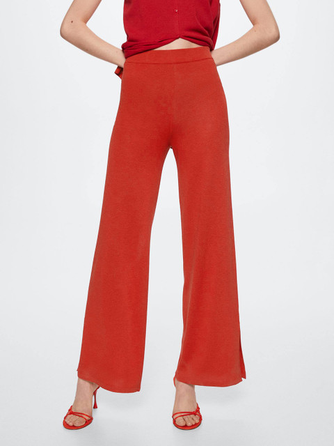 MANGO Women Red High-Rise Parallel Trousers