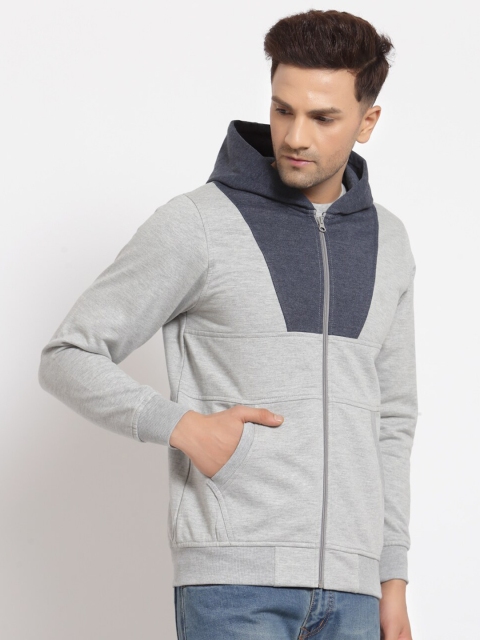 Kalt Men Grey Colourblocked Hooded Sweatshirt - Image 3