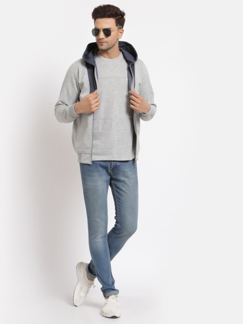 Kalt Men Grey Colourblocked Hooded Sweatshirt - Image 5