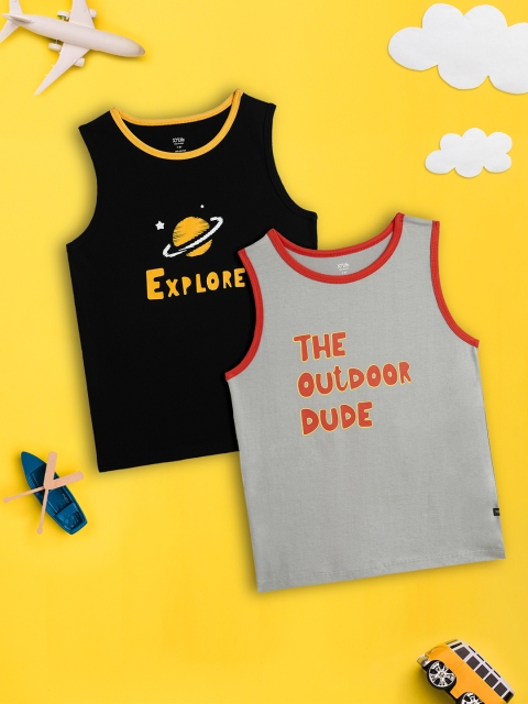 XY Life Kids-Boys Pack Of 2 Playmate Combed Cotton Outer Vests
