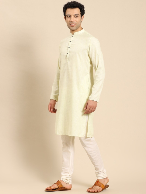 Amodh by Kisah Men Yellow Thread Work Kurta - Image 3