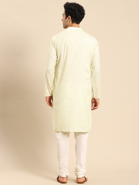 Amodh by Kisah Men Yellow Thread Work Kurta - Image 4