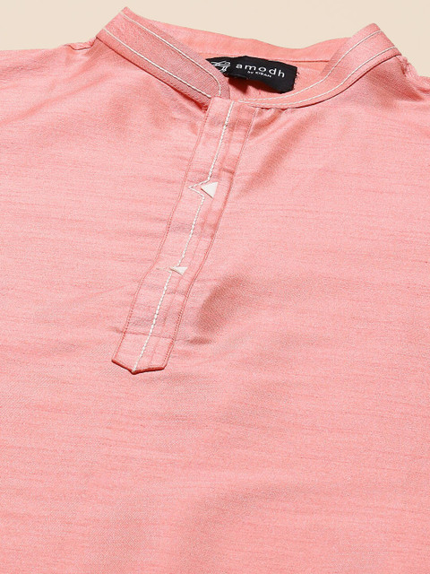 Amodh by Kisah Men Pink Dobby Kurta - Image 2