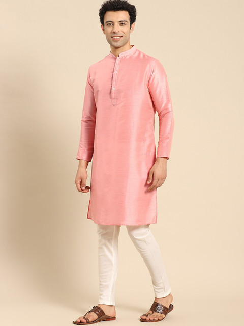 Amodh by Kisah Men Pink Dobby Kurta - Image 4