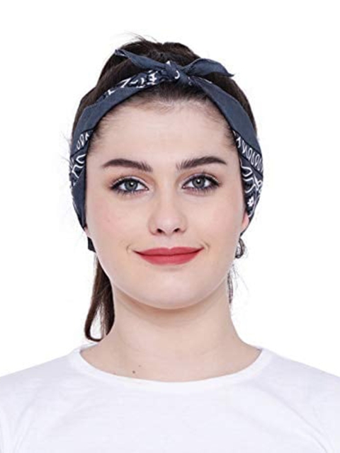 Aadikart Grey Printed Cotton Headband
