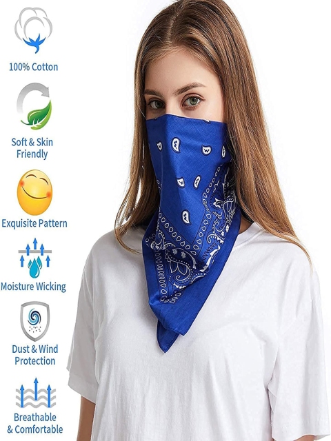 Aadikart Pack Of 12 Paisley Printed Cotton Bandanas - Image 5