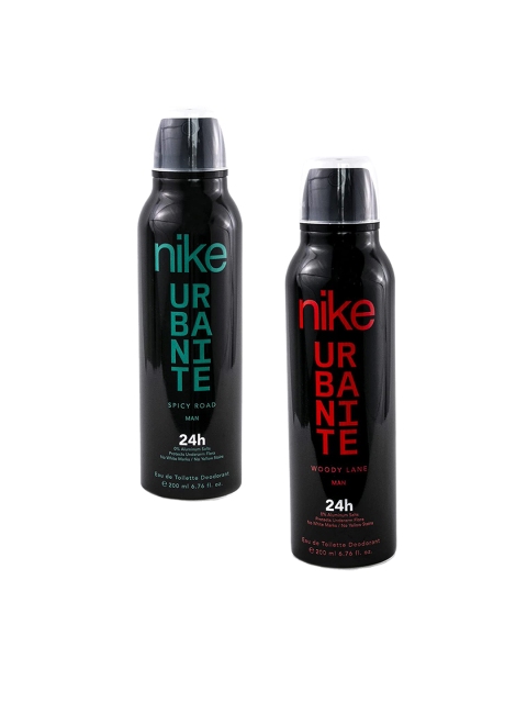 Nike Men Set of 2 Urbanite 24Hr EDT Deodorants - Spicy Road & Woody Lane - 200ml each