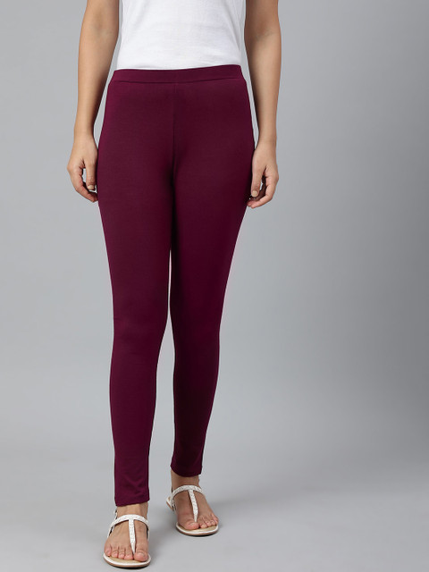 W Women Purple Solid Ankle-Length Leggings